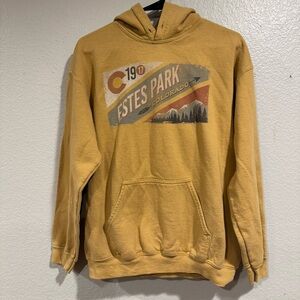 Men's Mustard Hoodie Estes Park Colorado sz small